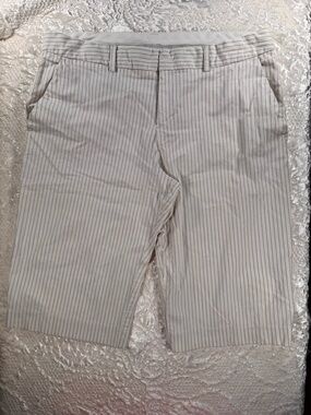Calvin Klein Cream Pinstripe Flat Front walking shorts